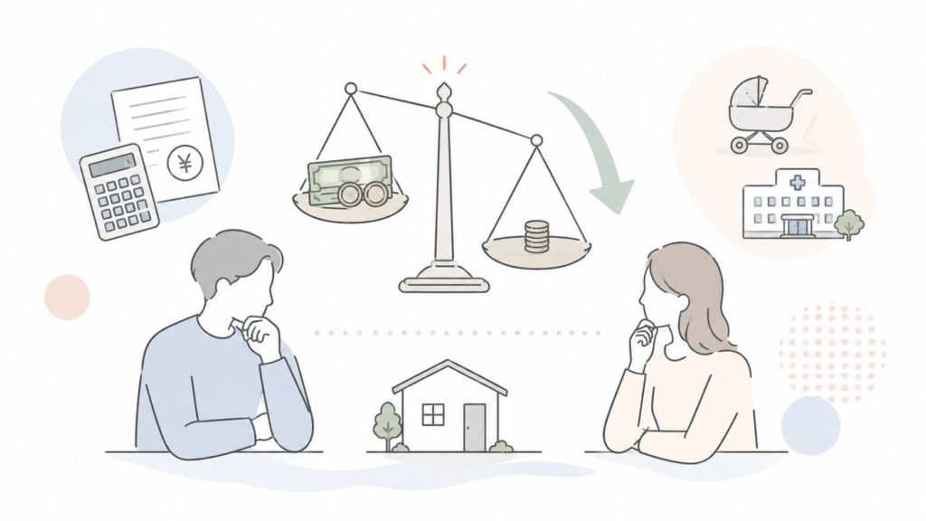 婚姻費用を請求された場合の支払い義務や減額交渉をイメージしたイラスト