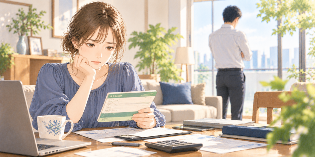離婚で相手が銀行口座を開示しない場合の預金調査をイメージしたイラスト